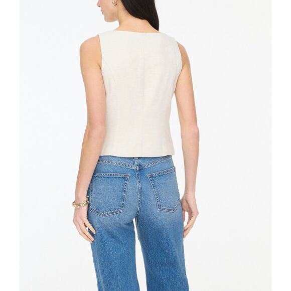 J.Crew FACTORY Squareneck Linen Blend Vest - 14 Stone Ivory - Picture 4 of 4